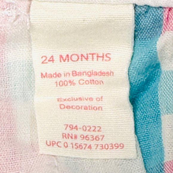 OshKosh B'Gosh Pink & Blue Check Bubble Romper 24M - NWT - Picture 11 of 11